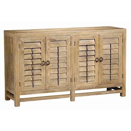 "Open and Closed Case" Storage Cabinet with 4 Louvered Doors and 2 Tray Drawers